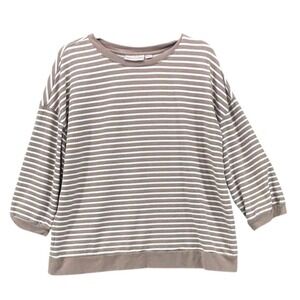 Belle by Kim Gravel Womens Sweatshirt Size M Stripe Nautical 3/4 Sleeve